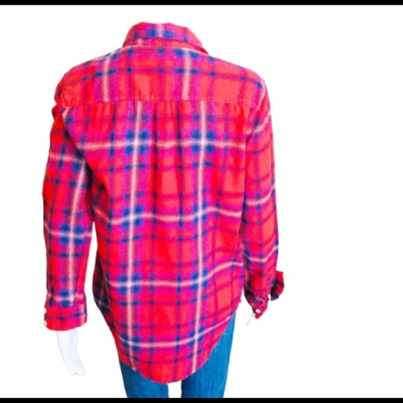 MOSSIMO Plaid Flannel Shirt With Long Sleeves & Front Pockets Red Size Small - Picture 4 of 8
